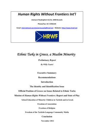HRWF Direktörü Willy Fautre Batı Trakya Türkleri ile ilgili bir rapor hazırladı